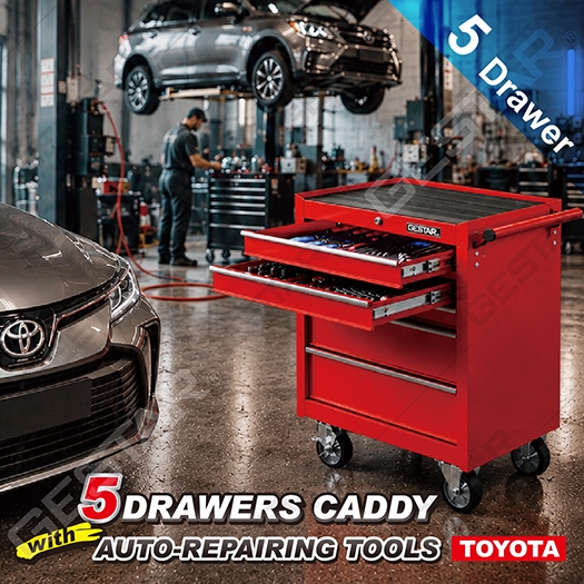 TOYOTA 5 Drawer Caddy with Auto-Repairing Tools TOYOTA 5 Drawer Caddy with Auto-Repairing Tools