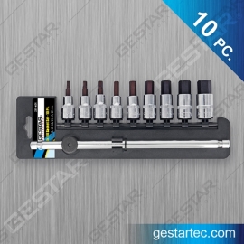 1/2" Dr. Bit Socket Set - Hex 10 PC.