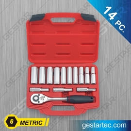 1/2" Dr. Socket Set - 14 PC. 6 Point, Metric