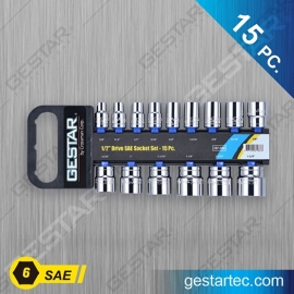 1/2" Dr. Socket Set - 15 PC. 6 Point SAE