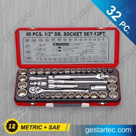 1/2" Dr. Socket Set - 40 PC. 12 Point