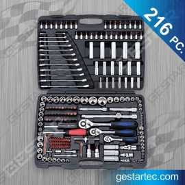 1/4" & 3/8" & 1/2" Dr. Socket Wrench & Bit Set - 216 PC.