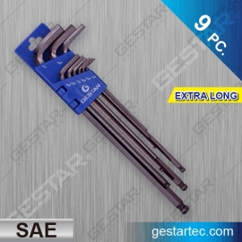 Hex Wrench Set - Ball End Extra Long, SAE 9PC.