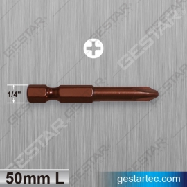 Round Shank Power Bit - 1/4" Hex x 50mmL (Phillips)