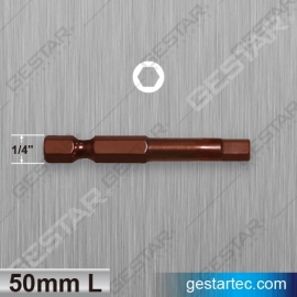 Round Shank Power Bit - 1/4" Hex x 50mmL (Hex)