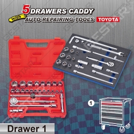 TOYOTA 5 Drawer Caddy with Auto-Repairing Tools TOYOTA 5 Drawer Caddy with Auto-Repairing Tools